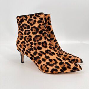 Nine West Sheeba Dress Booties Leopard Size 8 Real Cow Fur Leather Pointed